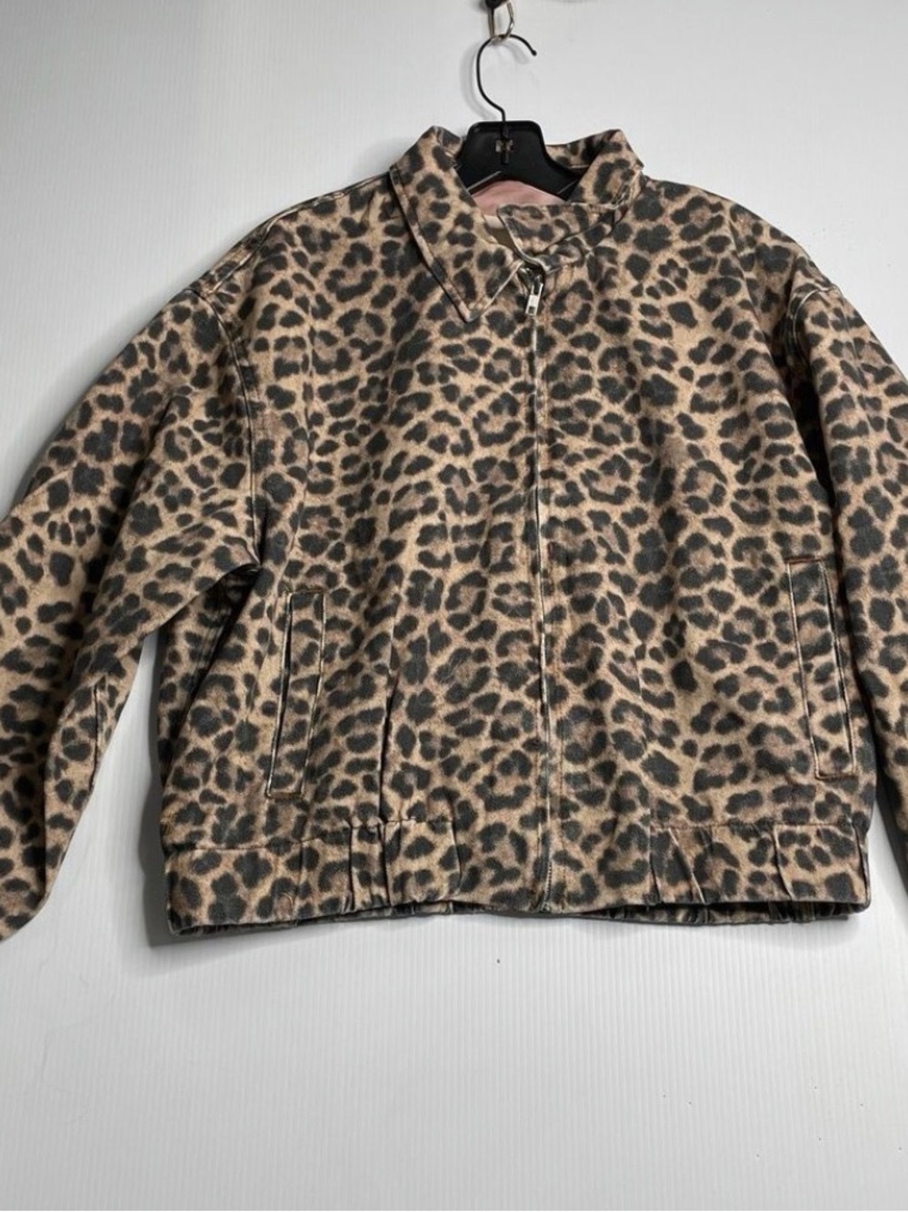 Rylie Bomber Jacket by Pilcro- Brown/Black (pink seaming inside)-size Large - Picture 3 of 3